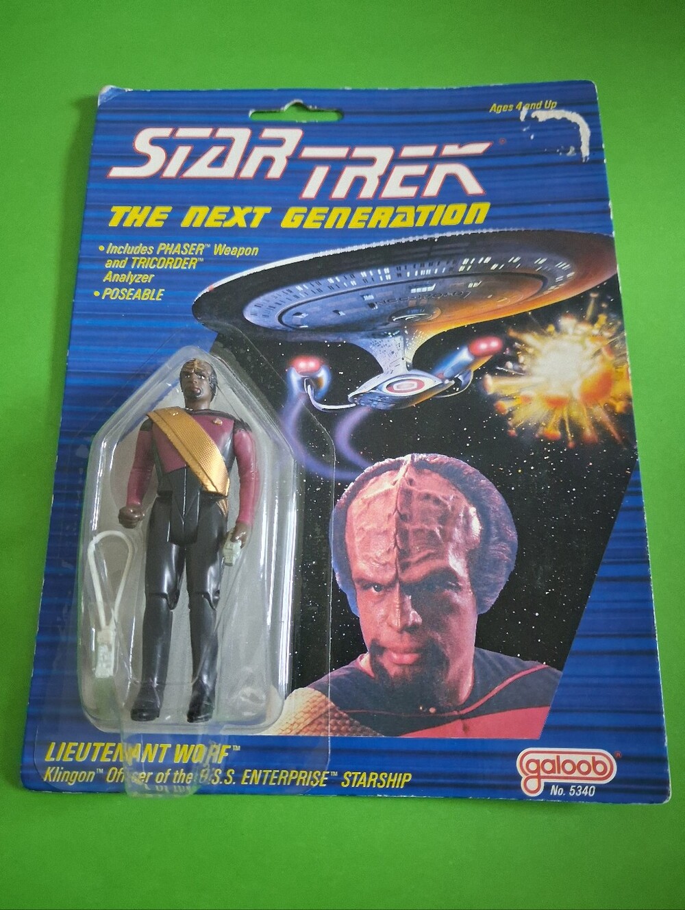 Vintage Galoob Star Trek: The Next Generation Lieutenant Worf action figure 1988